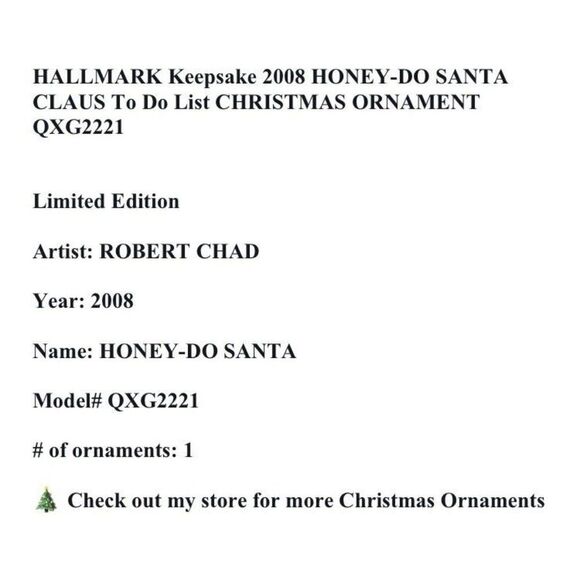 HALLMARK Keepsake 2008 HONEY-DO SANTA CLAUS To Do List CHRISTMAS ORNAMENT QXG222 - Picture 7 of 7
